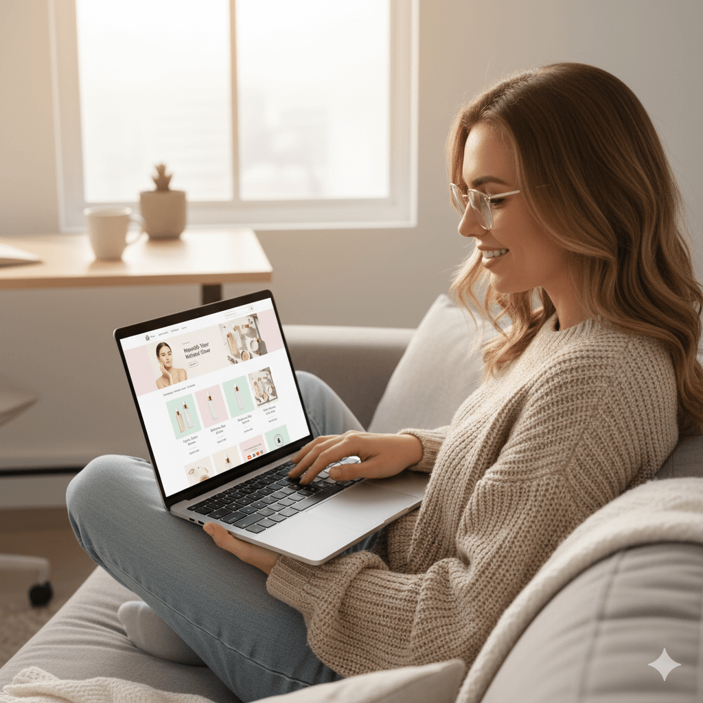 Customer-shopping-for-skincare-products-online