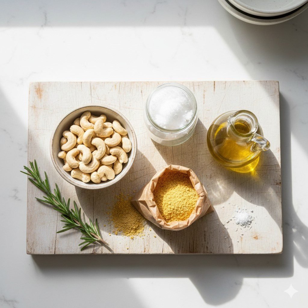 Ingredients-like-cashews-coconut-oil-and-olive-oil-for-making-plant-based-butter.